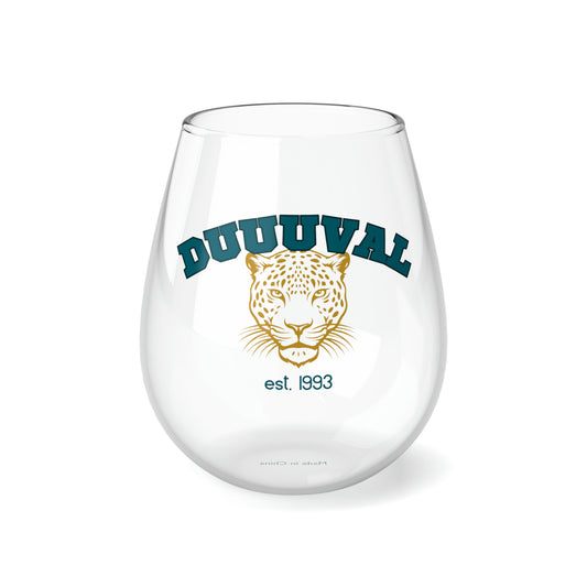 Duuuval Jaguars, Stemless Wine Glass, Gameday Wine Glass, Jacksonville Jaguars Wine Glass, Wine