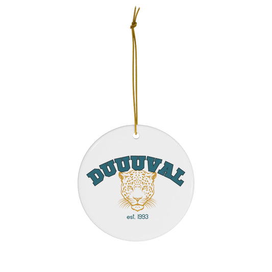 Duuuval Ornament, Jacksonville Jaguar Ornament, Jaguar Gifts, Jaguar Christmas Gifts, Jags Ornament, Ceramic Ornament, Football, Duval